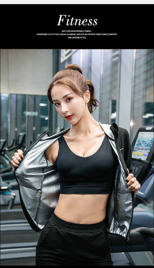 Women's Sweat Bodybuilding Sauna Suits Plus Size Jacket Pants